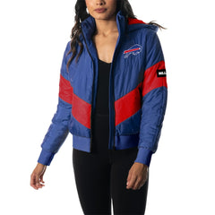 Buffalo Bills The Wild Collective Women's Puffer Full-Zip Hoodie - Royal Hoodies