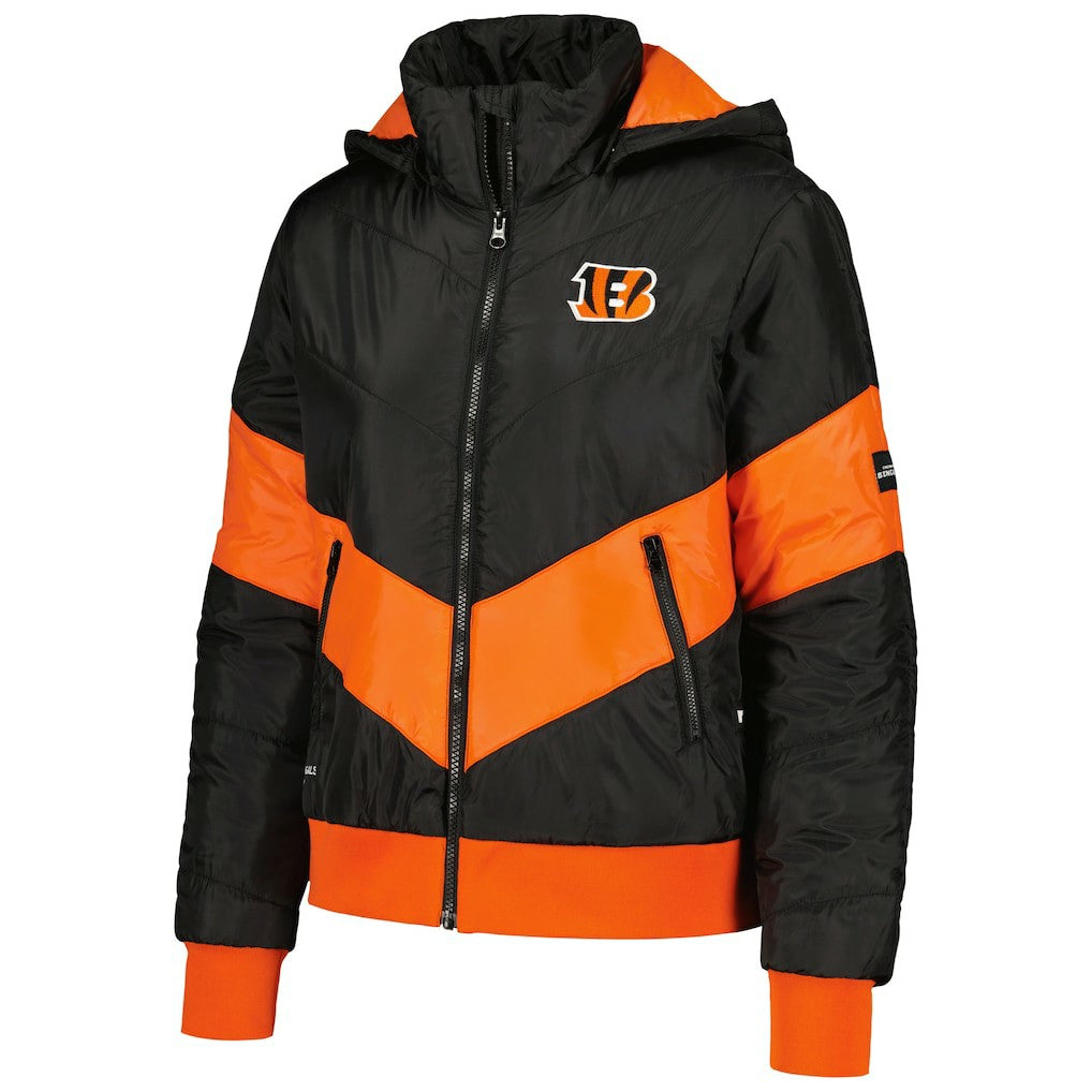 Cincinnati Bengals The Wild Collective Women's Puffer Full-Zip Hoodie - Black Hoodies