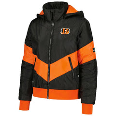 Cincinnati Bengals The Wild Collective Women's Puffer Full-Zip Hoodie - Black Hoodies