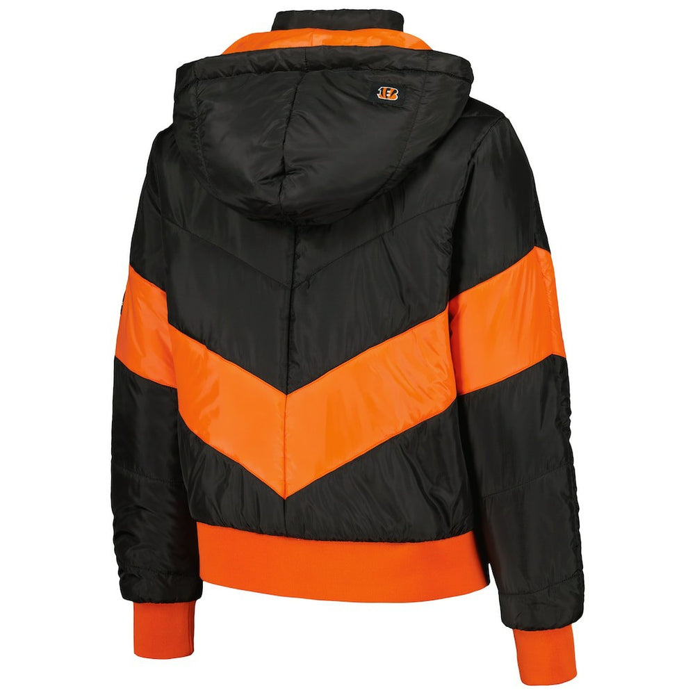 Cincinnati Bengals The Wild Collective Women's Puffer Full-Zip Hoodie - Black Hoodies