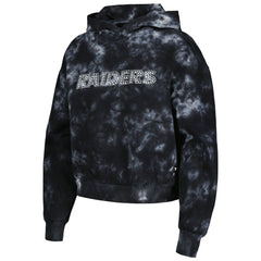 Las Vegas Raiders The Wild Collective Women's Tie-Dye Cropped Pullover Hoodie - Black Hoodies