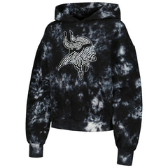 Minnesota Vikings The Wild Collective Women's Tie-Dye Cropped Pullover Hoodie - Black Hoodies
