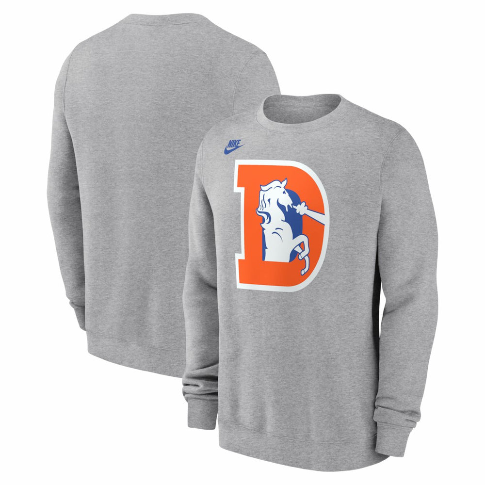 Denver Broncos D Horse Logo Club Sweatshirt - Heather Gray Sweatshirts