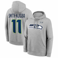Jaxon Smith-Njigba Seattle Seahawks Super Bowl LX Patch Name & Number Hoodie - Heather Gray Hoodies