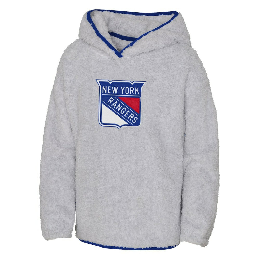 New York Rangers Girls Youth Ultimate Teddy Fleece Pullover Hoodie - Heather Gray | US 200189126