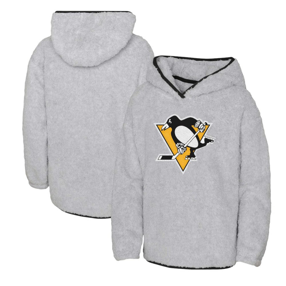Pittsburgh Penguins Girls Youth Ultimate Teddy Fleece Pullover Hoodie - Heather Gray | US 200189127