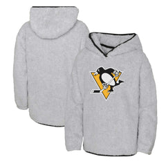 Pittsburgh Penguins Girls Youth Ultimate Teddy Fleece Pullover Hoodie - Heather Gray | US 200189127