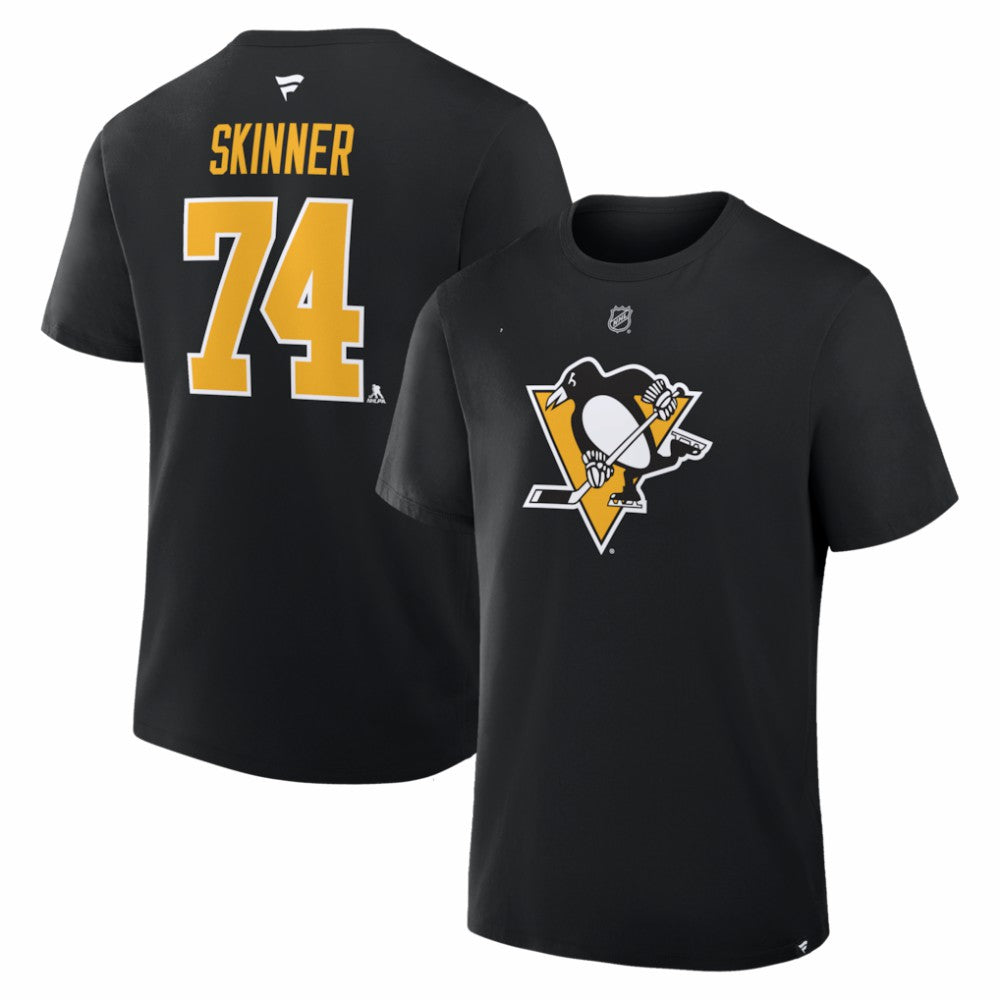 Stuart Skinner Pittsburgh Penguins Fanatics Authentic Stack Name & Number T-Shirt - Black | US 2001893900