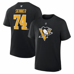 Stuart Skinner Pittsburgh Penguins Fanatics Authentic Stack Name & Number T-Shirt - Black | US 2001893900