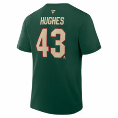 Quinn Hughes Minnesota Wild Fanatics Authentic Stack Name & Number T-Shirt - Green | US 2001893904