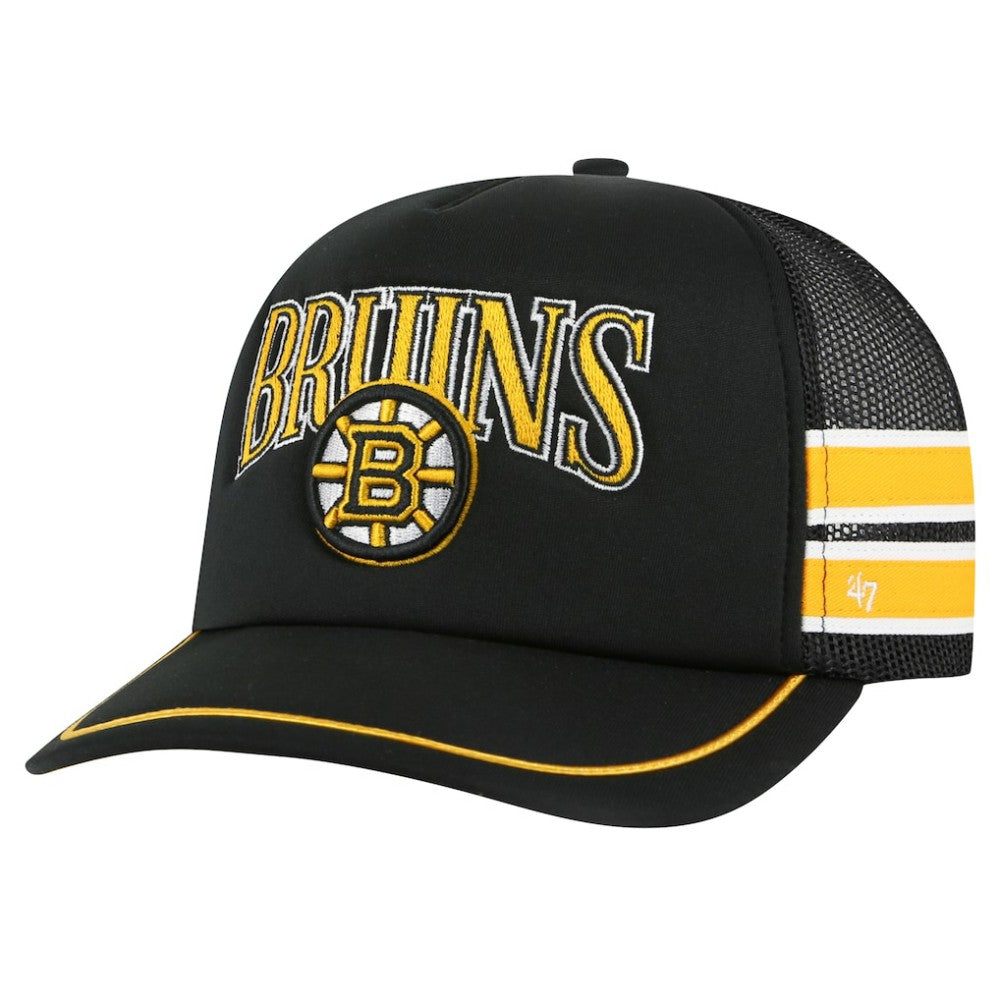 Boston Bruins '47 Sideband Stripes Trucker Snapback Hat - Black | US 200189397