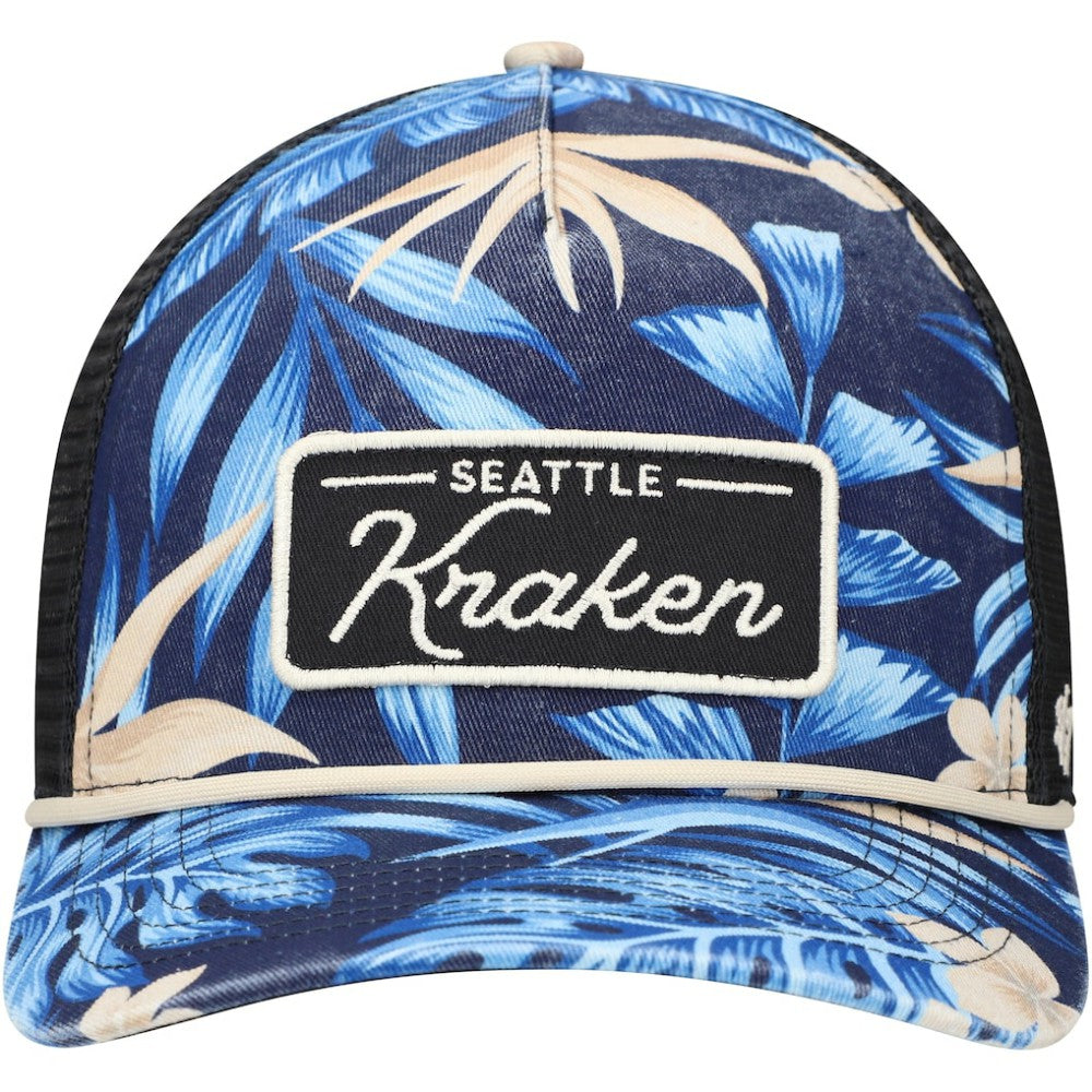 Seattle Kraken '47 Tropicalia Allover Print Trucker Adjustable Hat - Navy | US 200189403