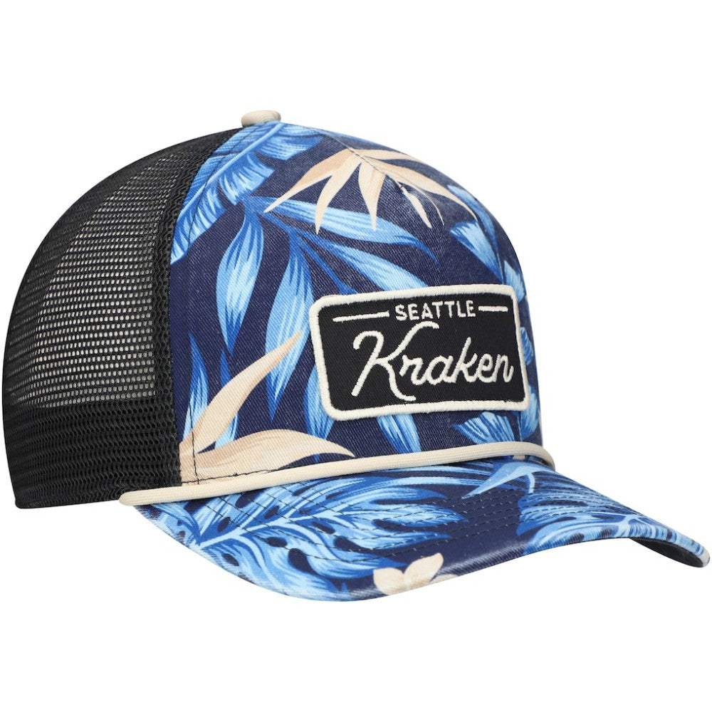 Seattle Kraken '47 Tropicalia Allover Print Trucker Adjustable Hat - Navy | US 200189403