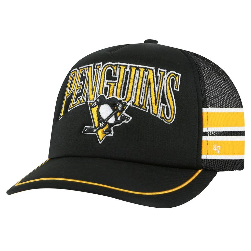 Pittsburgh Penguins '47 Sideband Stripes Trucker Snapback Hat - Black | US 200189421