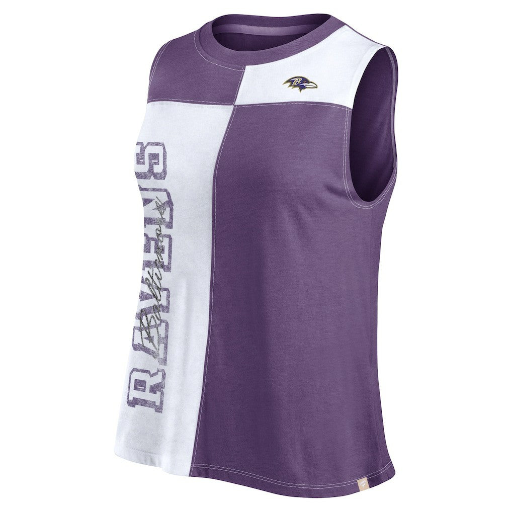 Baltimore Ravens FanaticsWomen's Script Color Block Tank Top - Purple/White Tops