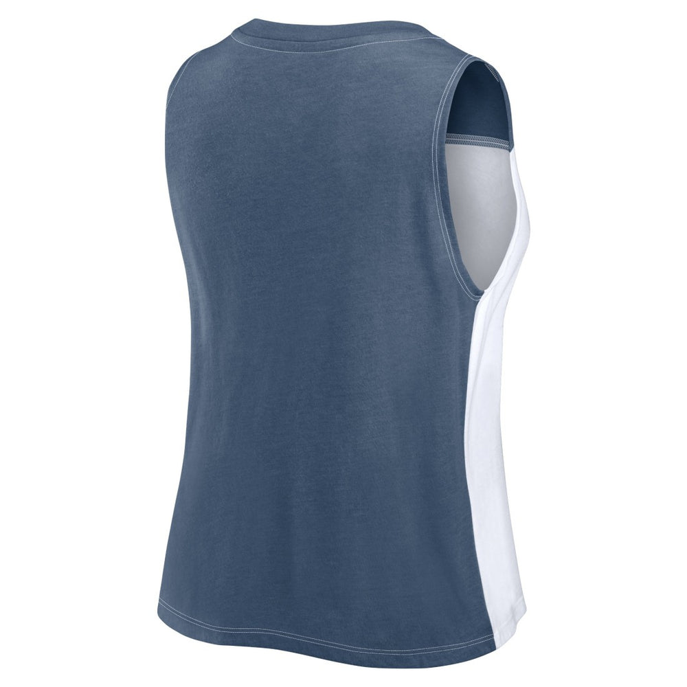 Denver Broncos FanaticsWomen's Script Color Block Tank Top - Navy/White Tops