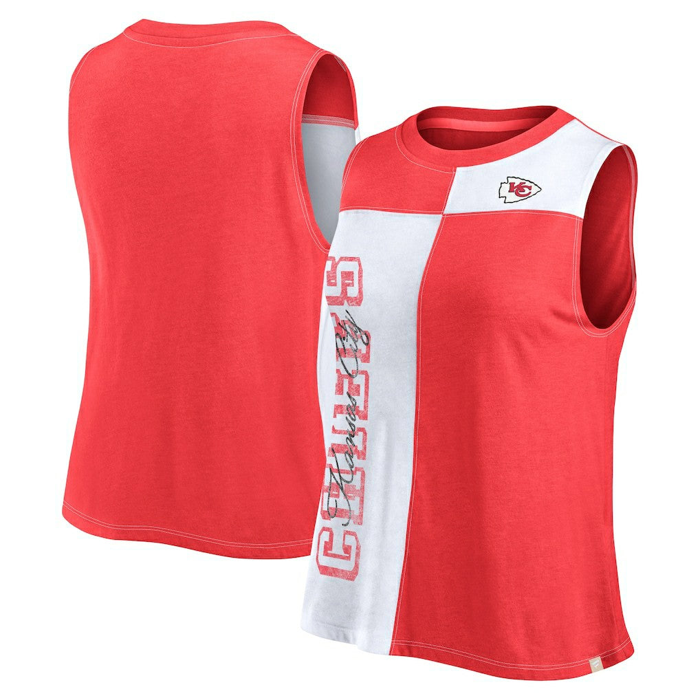 Kansas City Chiefs FanaticsWomen's Script Color Block Tank Top - Red/White Tops