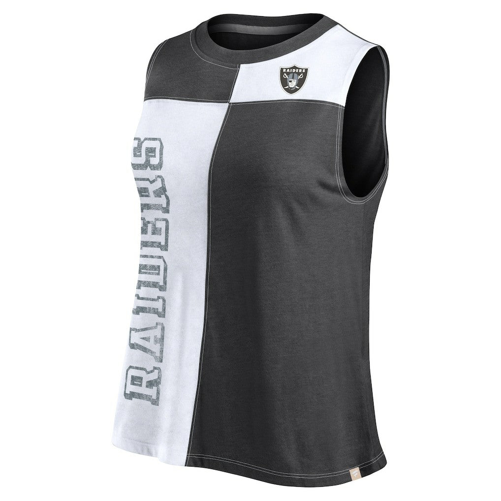 Las Vegas Raiders FanaticsWomen's Script Color Block Tank Top - Black/White Tops