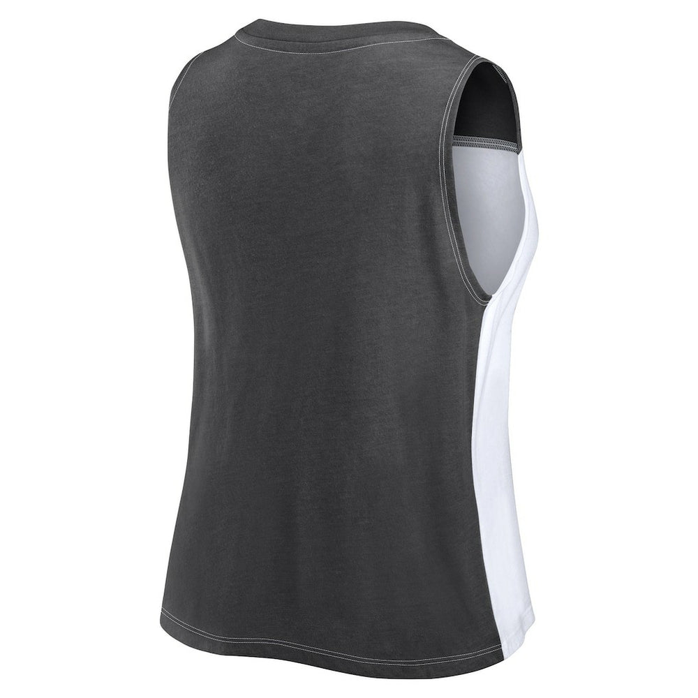Las Vegas Raiders FanaticsWomen's Script Color Block Tank Top - Black/White Tops