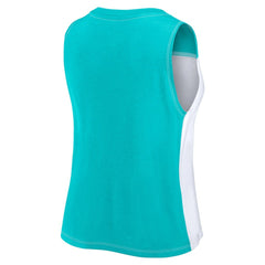 Miami Dolphins FanaticsWomen's Script Color Block Tank Top - Aqua/White Tops