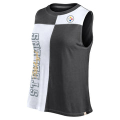 Pittsburgh Steelers FanaticsWomen's Script Color Block Tank Top - Black/White Tops