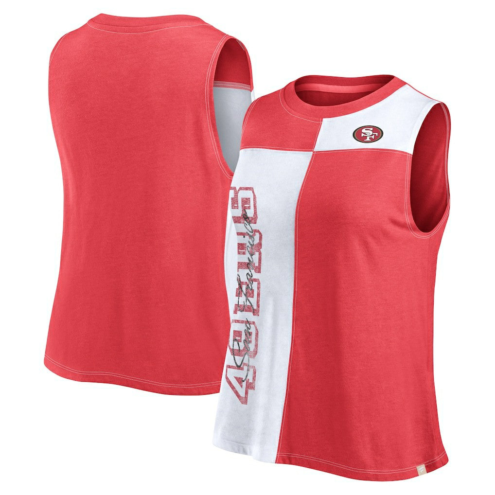San Francisco 49ers Women's Script Color Block Tank Top - Scarlet/White Tops