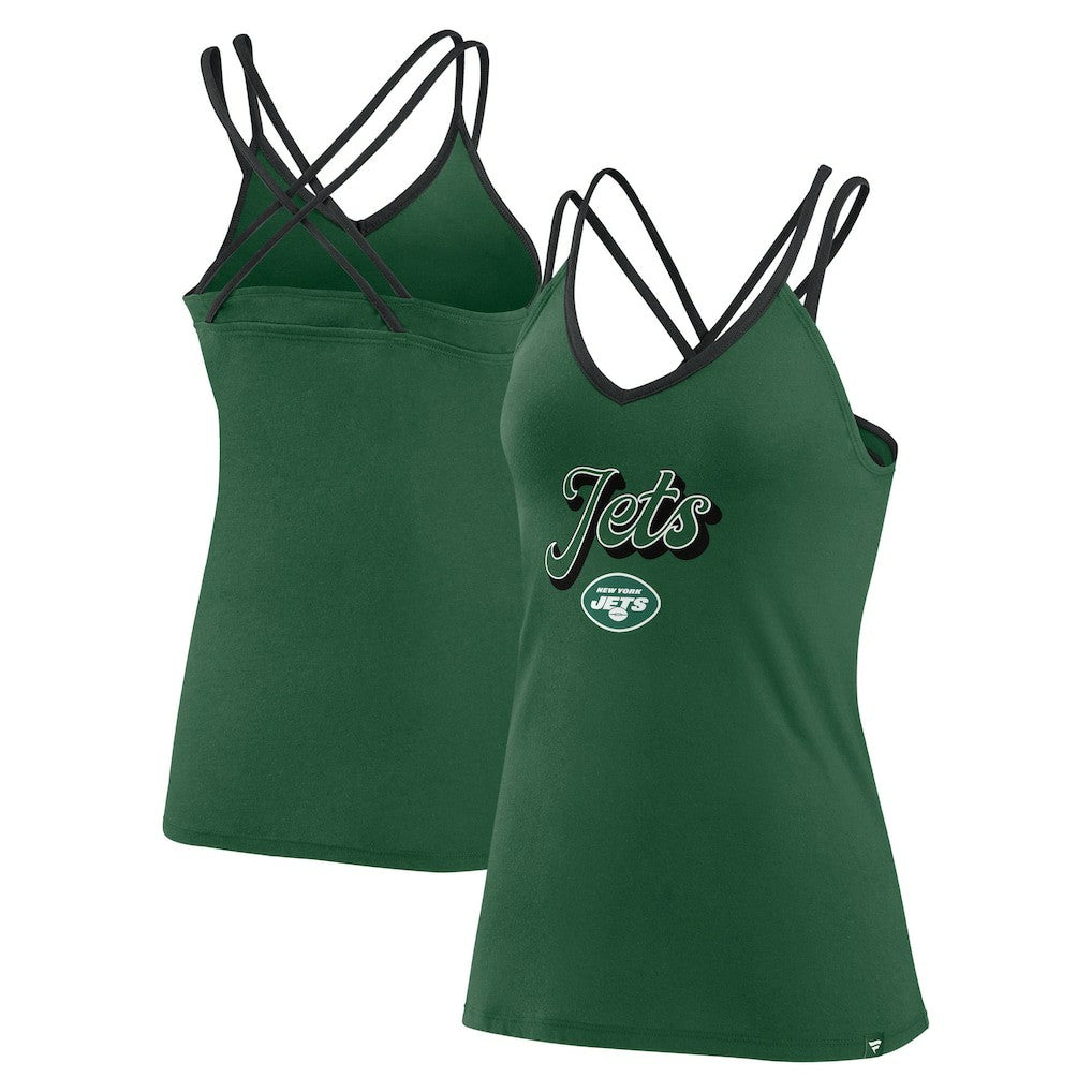 New York Jets Women's Go For It Strappy Crossback Tank Top - Green Tops