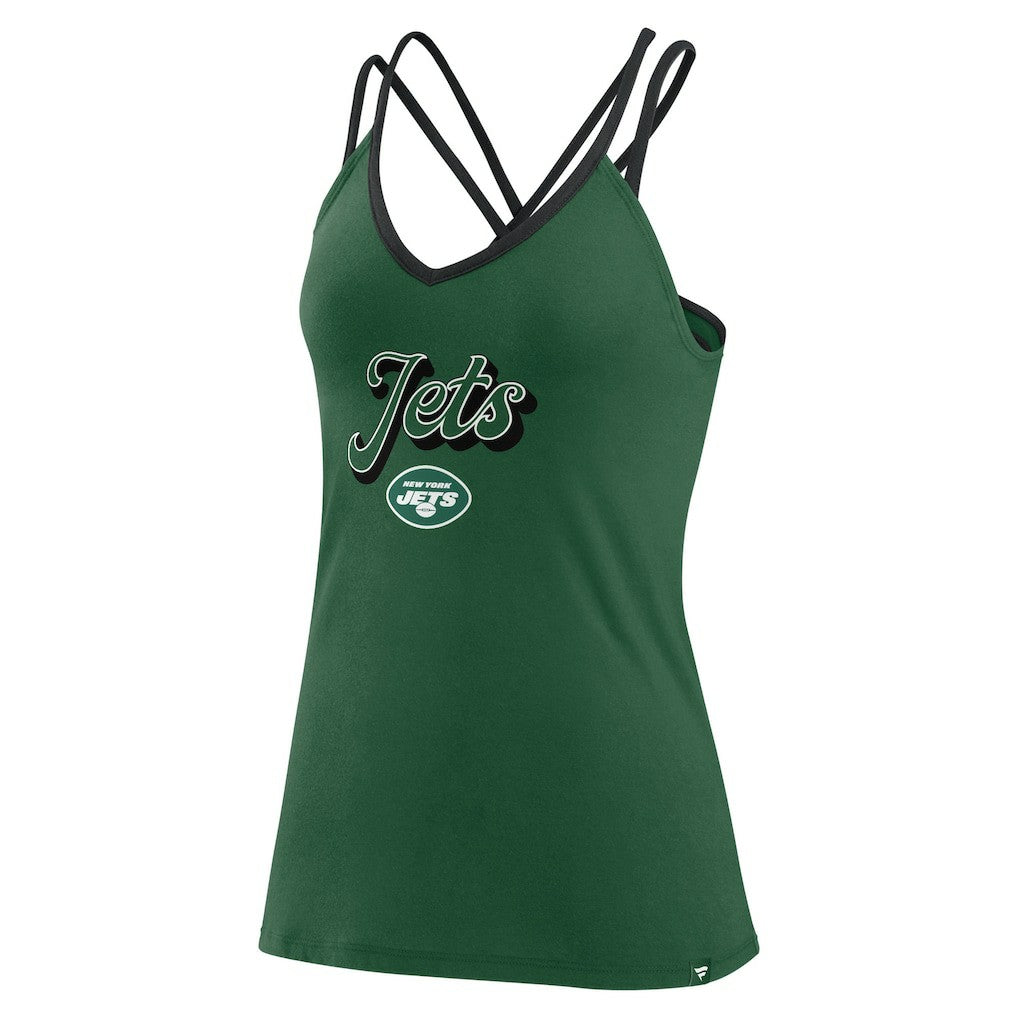New York Jets Women's Go For It Strappy Crossback Tank Top - Green Tops