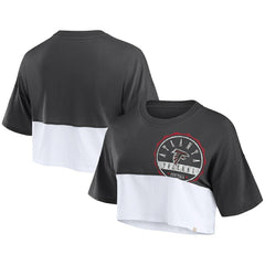 Atlanta Falcons Women's Boxy Color Split Cropped T-Shirt - Black/White T-shirts
