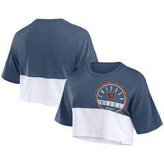Chicago Bears Women's Boxy Color Split Cropped T-Shirt - Navy/White T-shirts