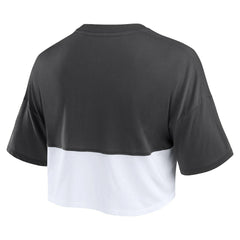 Cincinnati Bengals Women's Boxy Color Split Cropped T-Shirt - Black/White T-shirts