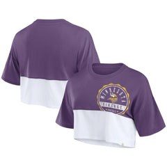 Minnesota Vikings Women's Boxy Color Split Cropped T-Shirt - Purple/White T-shirts