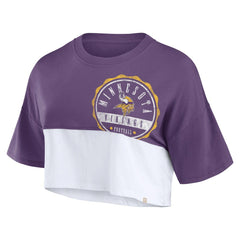 Minnesota Vikings Women's Boxy Color Split Cropped T-Shirt - Purple/White T-shirts