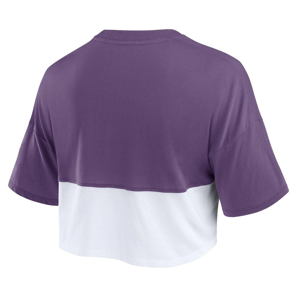 Minnesota Vikings Women's Boxy Color Split Cropped T-Shirt - Purple/White T-shirts