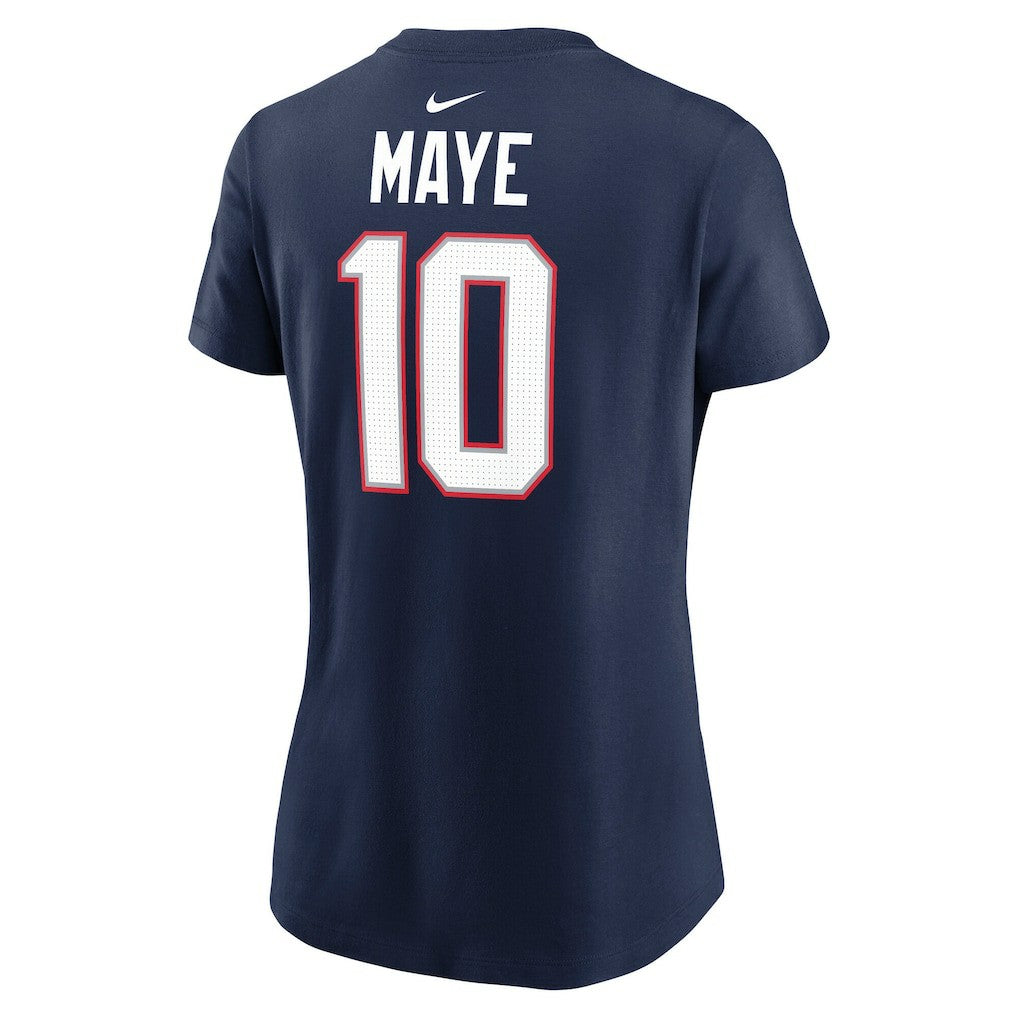Drake Maye New England Patriots Women's Super Bowl LX Patch Name & Number T-Shirt - Navy T-shirts