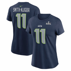 Jaxon Smith-Njigba Seattle Seahawks Women's Super Bowl LX Patch Name & Number T-Shirt - College Navy T-shirts