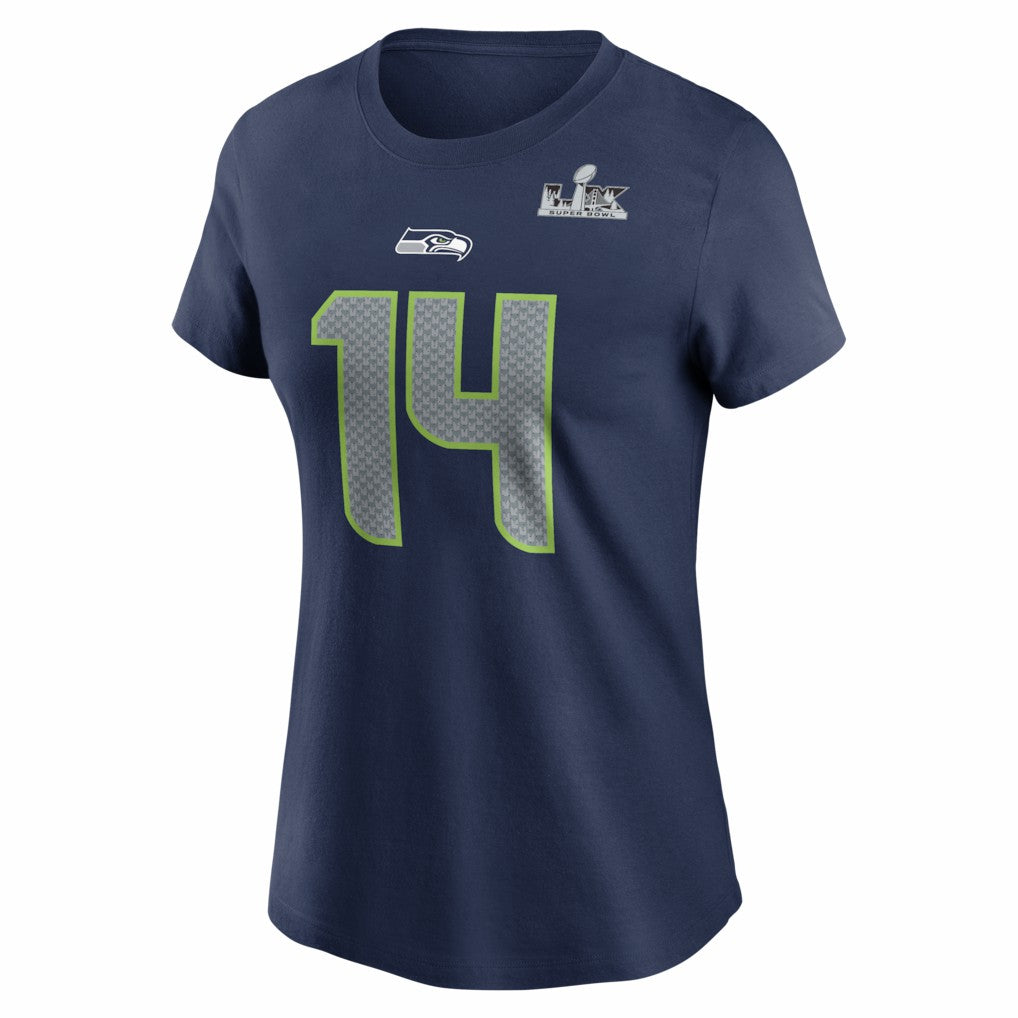 Sam Darnold Seattle Seahawks Women's Super Bowl LX Patch Name & Number T-Shirt - College Navy T-shirts