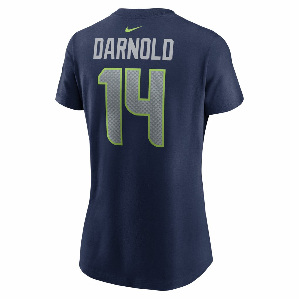 Sam Darnold Seattle Seahawks Women's Super Bowl LX Patch Name & Number T-Shirt - College Navy T-shirts