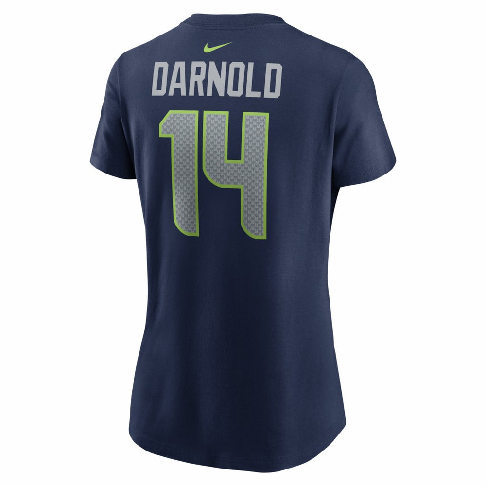 Sam Darnold Seattle Seahawks Women's Super Bowl LX Patch Name & Number T-Shirt - College Navy T-shirts