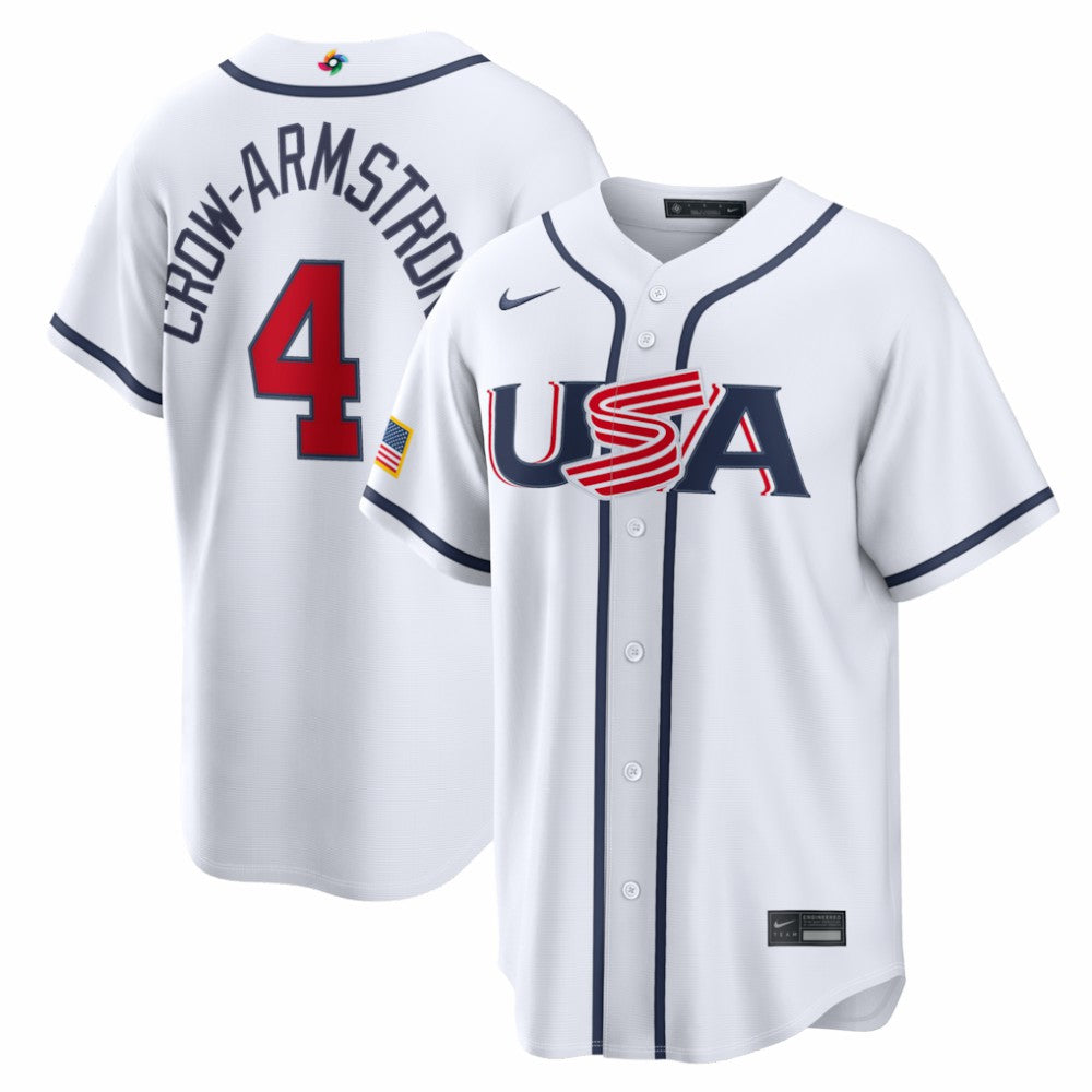 Pete Crow-Armstrong USA Baseball Nike 2026 World Baseball Classic Home Stadium Jersey - White Jerseys