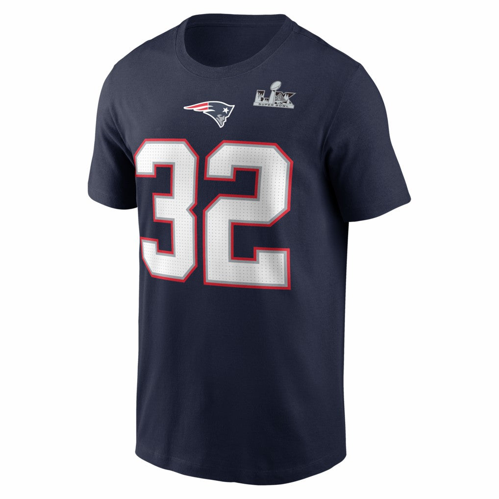 TreVeyon Henderson New England Patriots Super Bowl LX Patch Name & Number T-Shirt - Navy T-shirts