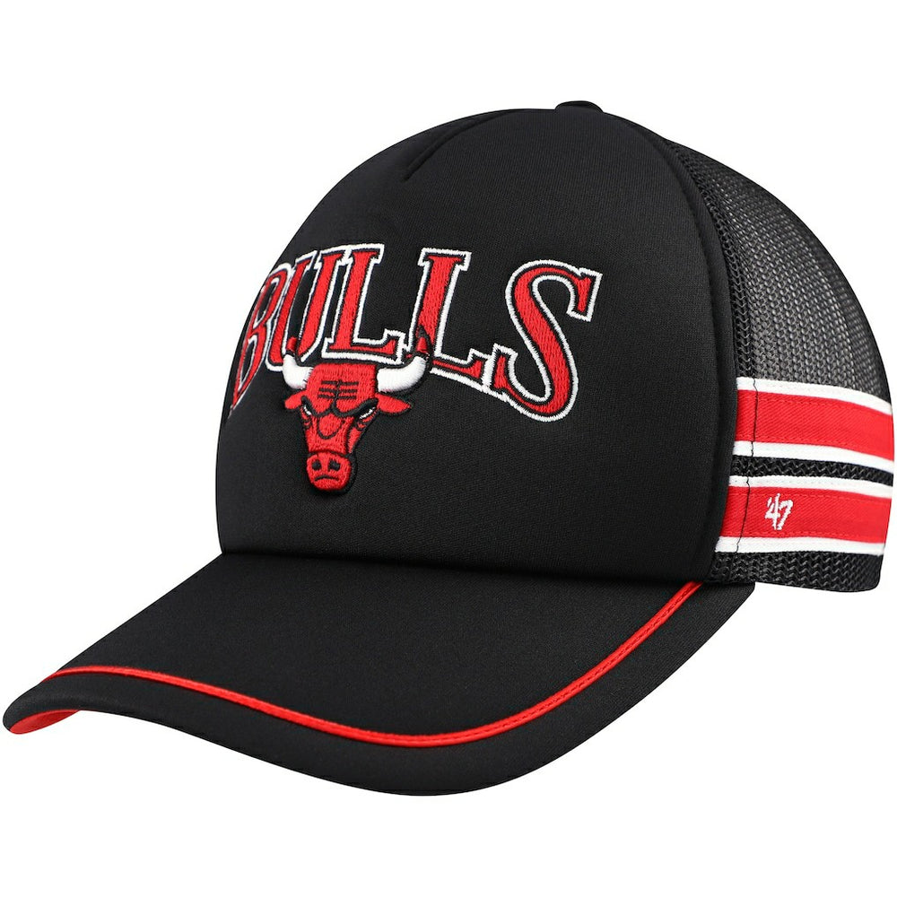 Chicago Bulls '47 Sidebrand Stripes Trucker Adjustable Hat Black - 47 brand
