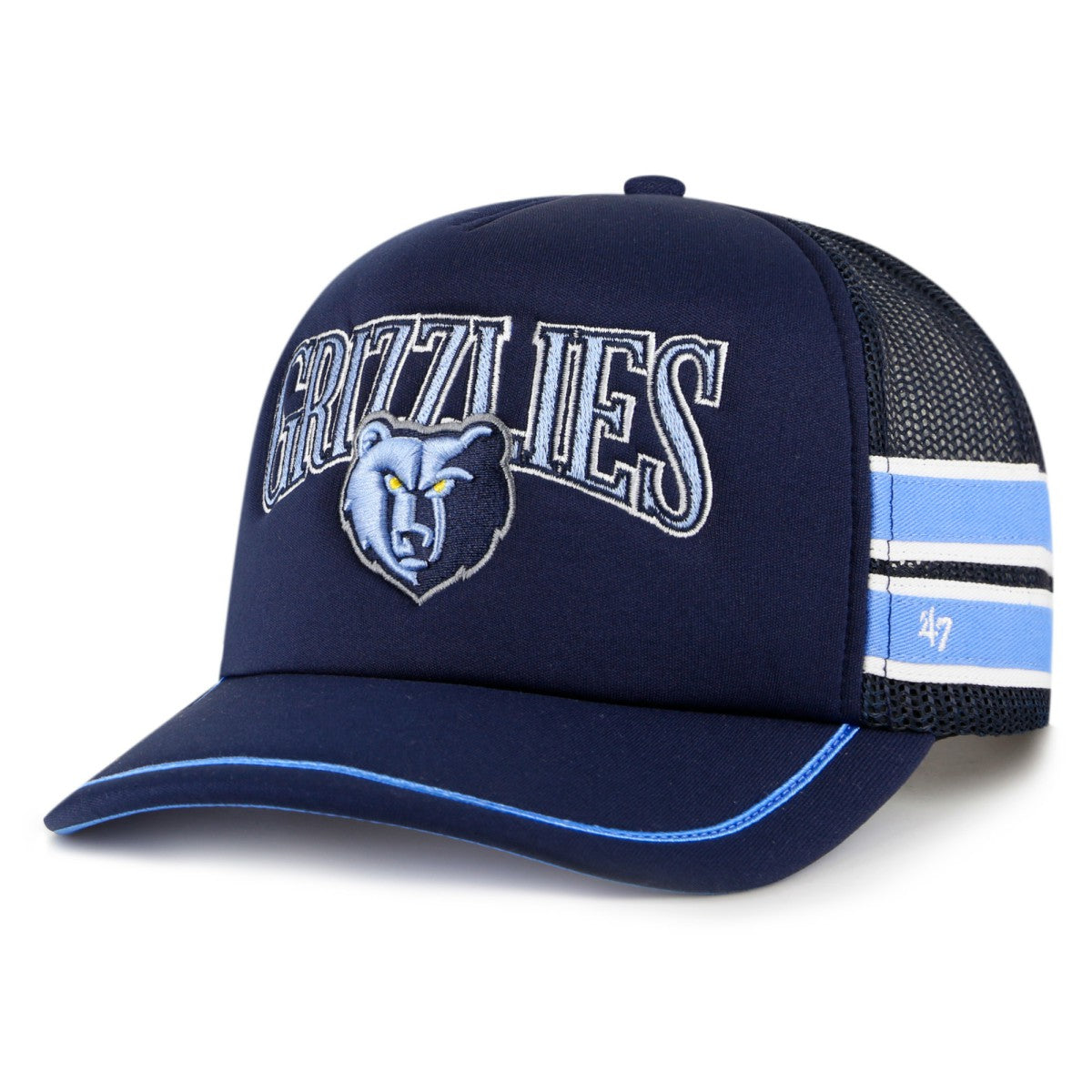 Memphis Grizzlies '47 Sidebrand Stripes Trucker Adjustable Hat Navy - 47 brand outlet