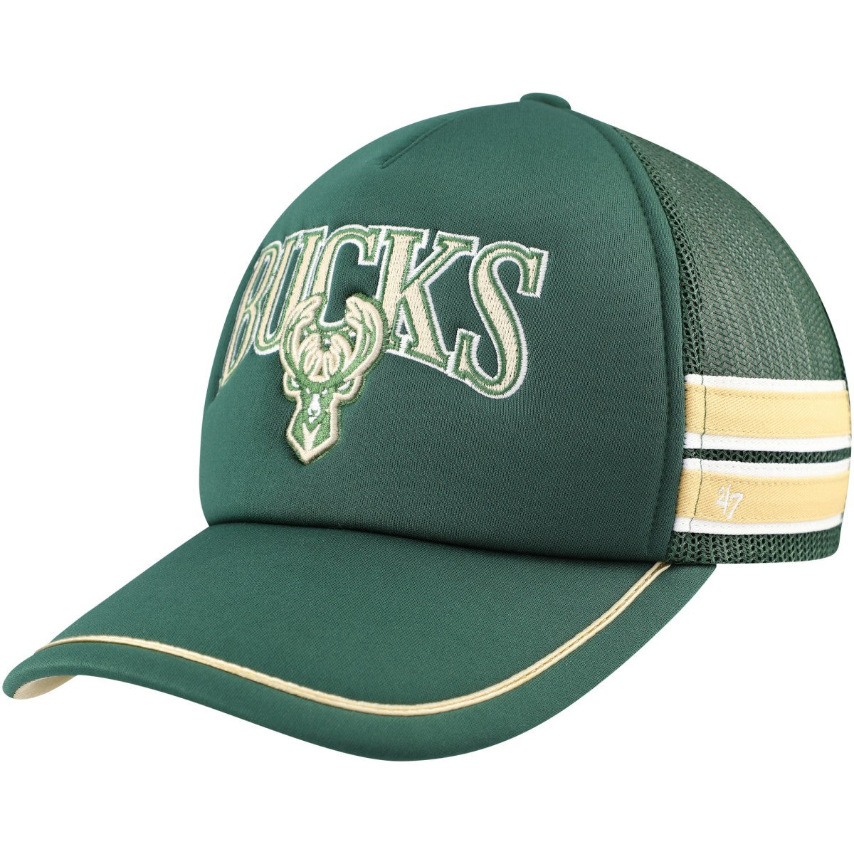 Milwaukee Bucks '47 Sidebrand Stripes Trucker Adjustable Hat Hunter Green - 47 brand