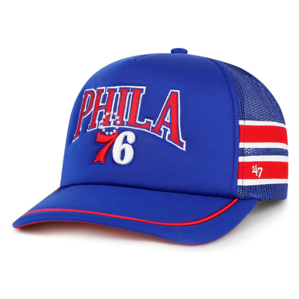 Philadelphia 76ers '47 Sidebrand Stripes Trucker Adjustable Hat Royal - 47 brand
