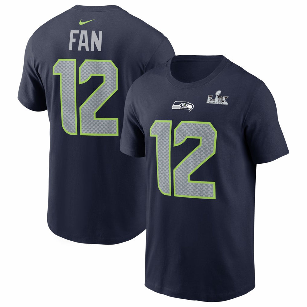 12s Seattle Seahawks Super Bowl LX Patch Name & Number T-Shirt - College Navy T-shirts