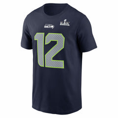 12s Seattle Seahawks Super Bowl LX Patch Name & Number T-Shirt - College Navy T-shirts