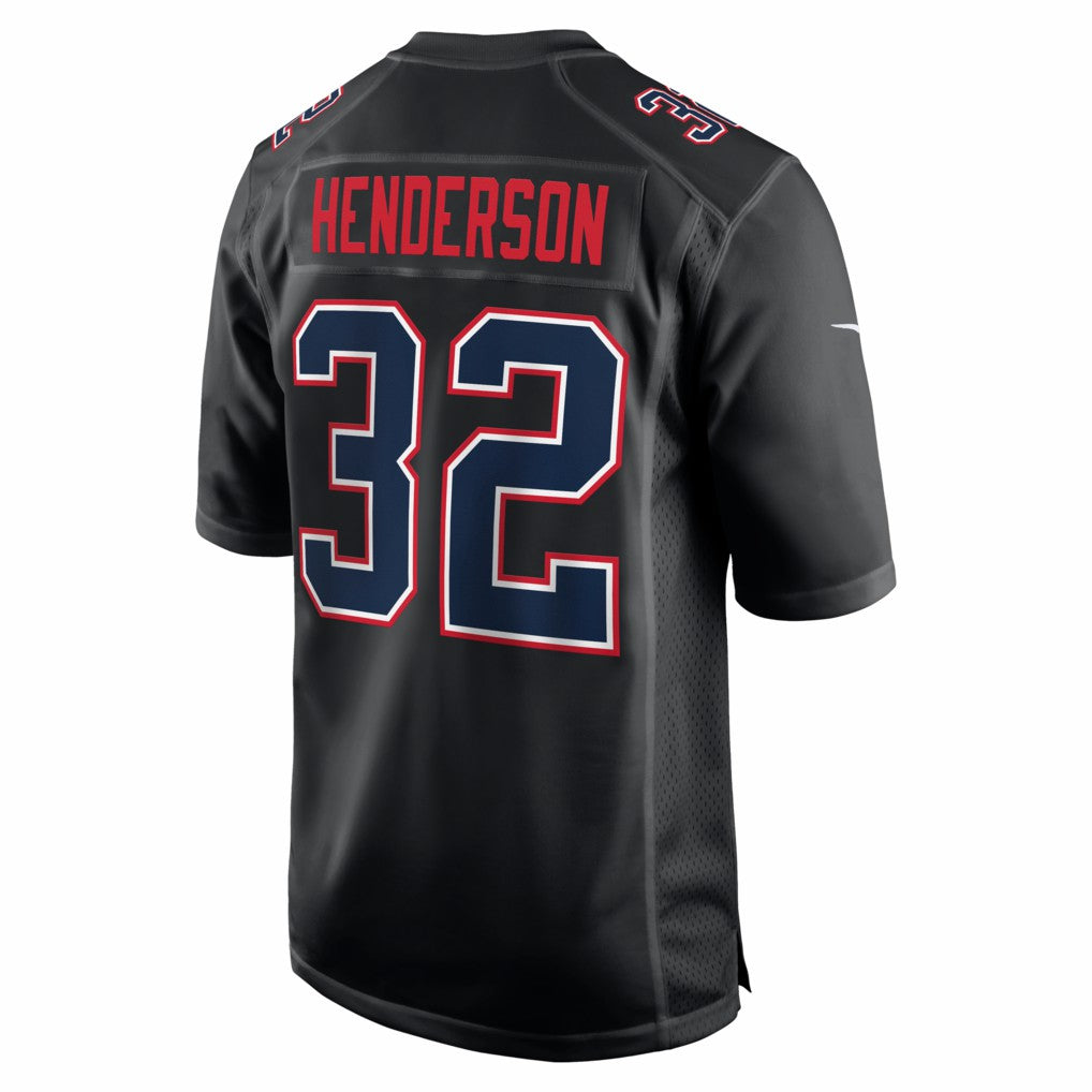 TreVeyon Henderson New England Patriots Super Bowl LX Patch Carbon Fashion Game Jersey - Black Jerseys