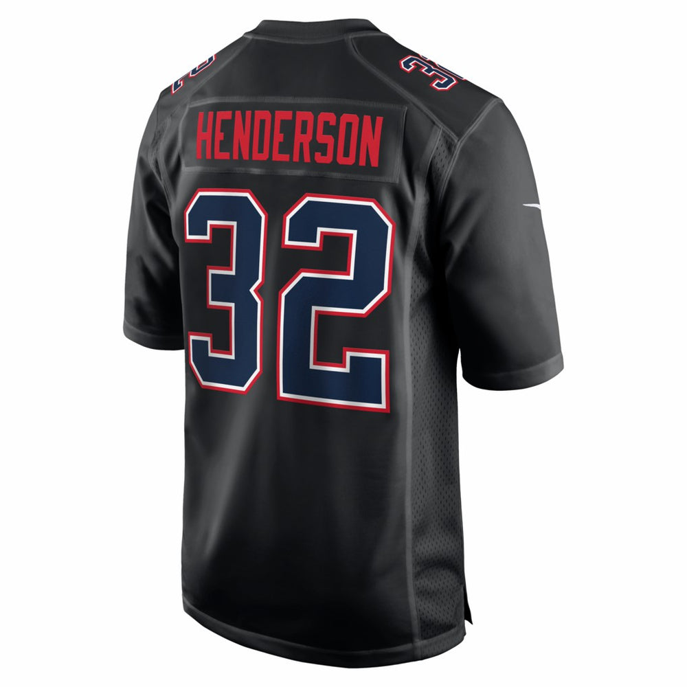 TreVeyon Henderson New England Patriots Super Bowl LX Patch Carbon Fashion Game Jersey - Black Jerseys