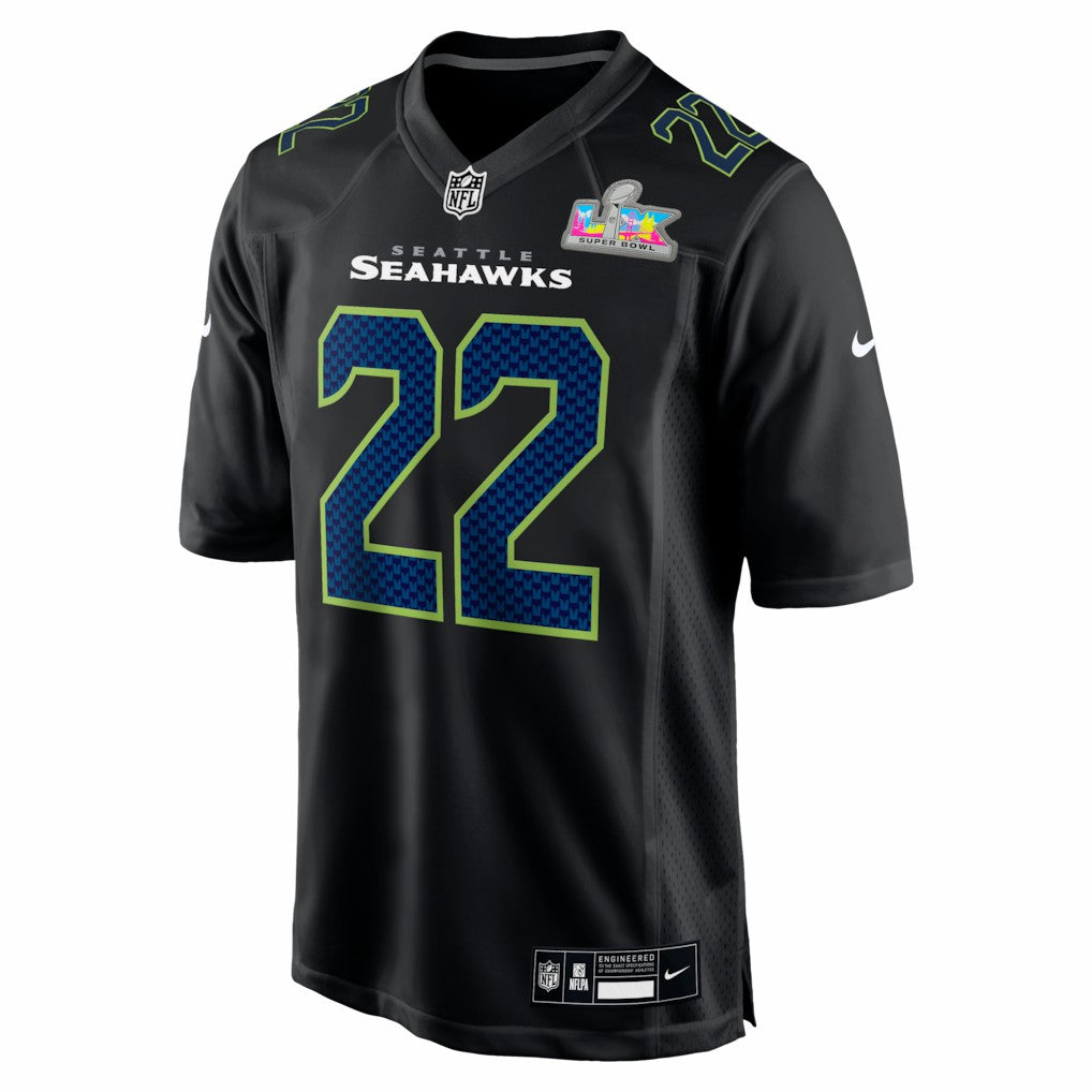 Rashid Shaheed Seattle Seahawks Super Bowl LX Patch Carbon Fashion Game Jersey - Black Jerseys